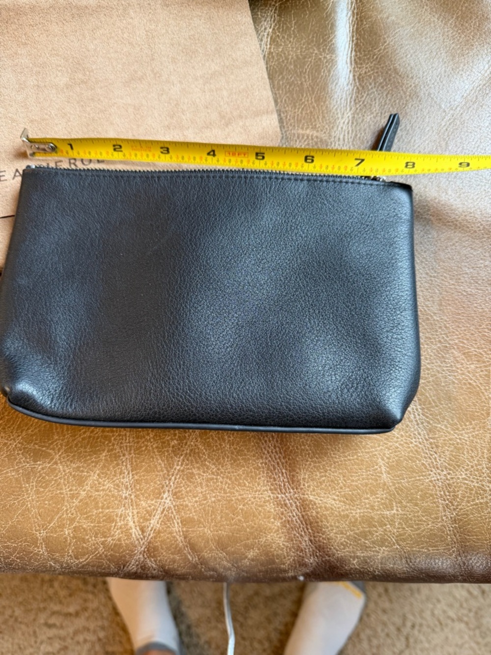 Leatherology Black Leather Cosmetic Pouch - Picture 5 of 5